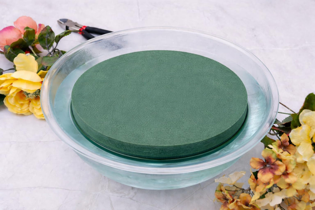 FLOFARE Floral Foam Round Blocks for Flower Arrangements, Green Florist Flower Foam for Fresh & Artificial Flowers, Wedding & Party Décor (Large 9.8)