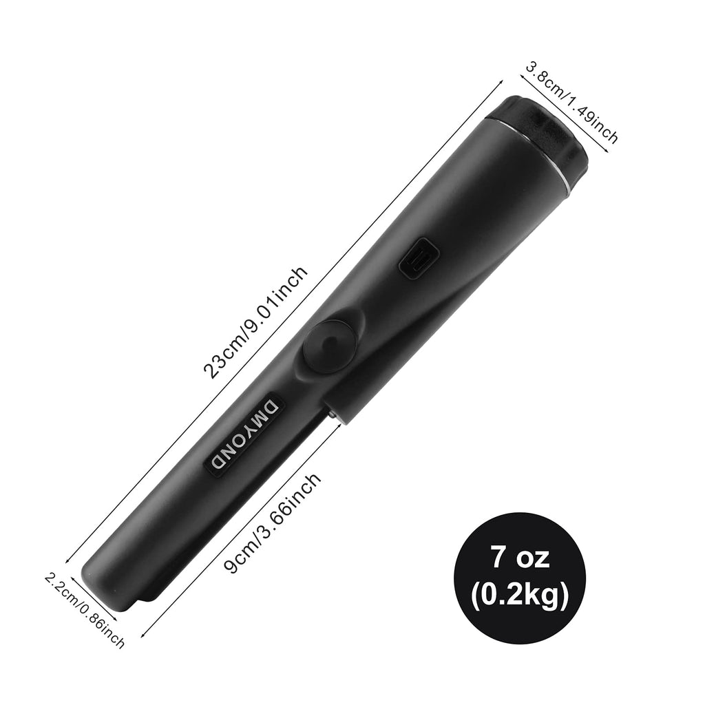 Dmyond Metal Detector Pinpointer, Professional Waterproof Handheld Pin Pointer Wand, Search Treasure Pinpointing Finder Probe with 9V Battery for Adults, Kids - Black