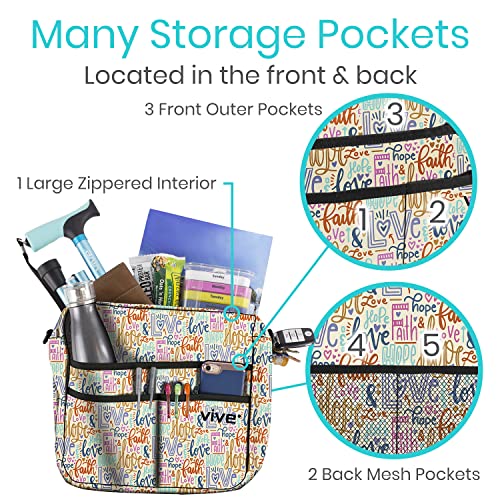 Vive Rollator Bag - Universal Travel Tote for Carrying Accessories on Wheelchair, Rolling Walkers, Transport Chairs, Mobility Scooters - Lightweight Handicap Medical Mobility Aid - for Women, Seniors