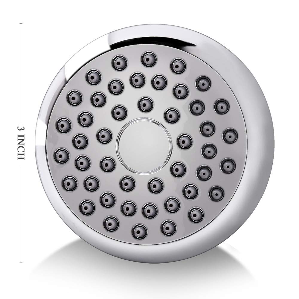 High Pressure Shower Head 3 Inches Anti-clog Anti-leak Fixed Showerhead Chrome with Adjustable Swivel Brass Ball Joint for Relaxing and Comfortable Shower Experience