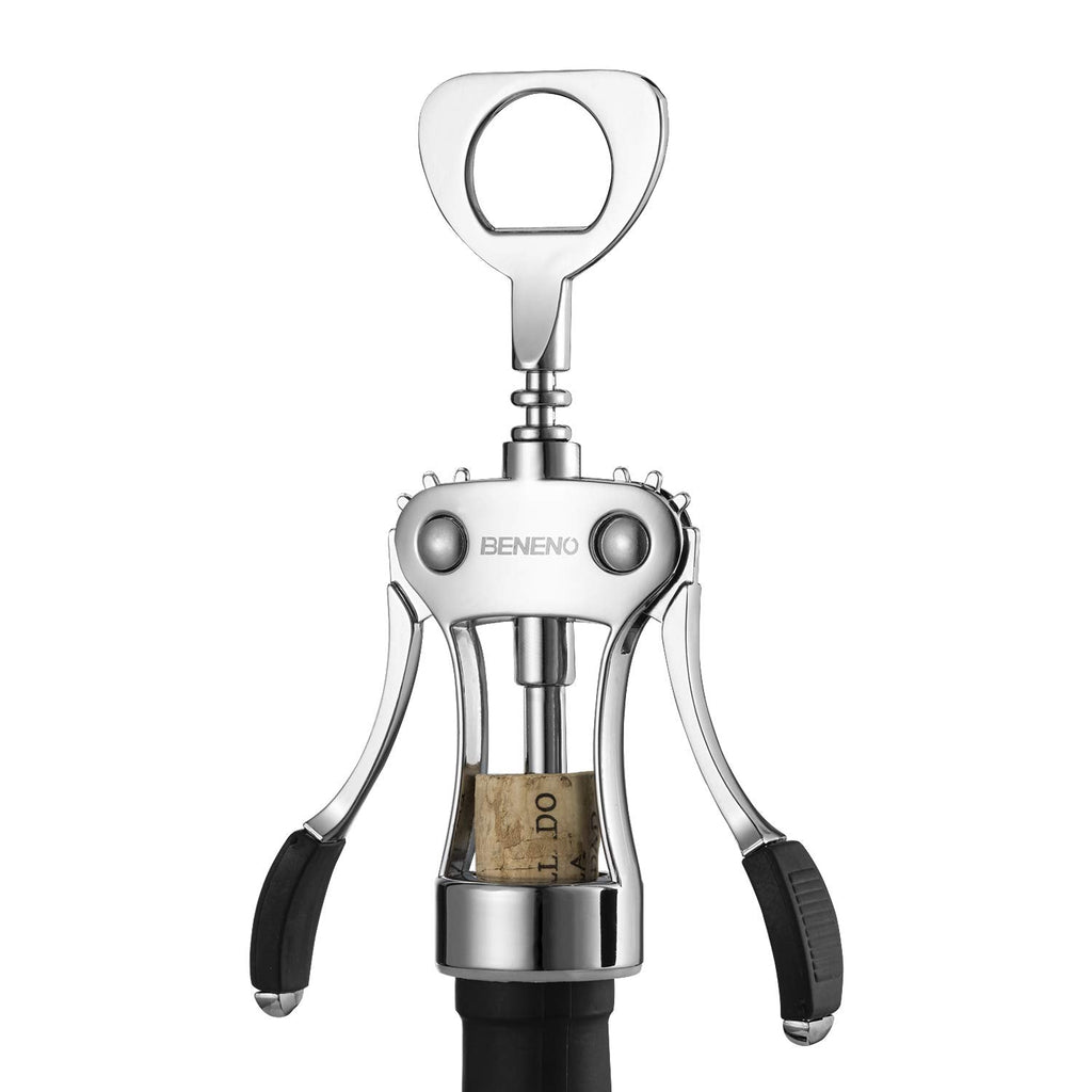 Wine Opener, Zinc Alloy Premium Wing Corkscrew Wine Bottle Opener with Multifunctional Bottles Opener, Sharp Corkscrew with Ergonomic Non-slip Wing Handle, Upgrade
