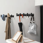 Black Hat and Coat Wall Mount Rack 5 Hooks for Robes, Bags, Keys, and Towels Bathroom Towel Hanger Organizer (1 Pack)