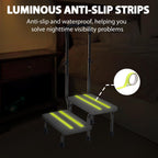 2 Step Stool with Handle for Elderly - Non-Slip Bedside Steps with Adjustable Handrail (450 lbs Capacity)