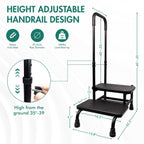 Gyykzz 2 Step Stool with Handle for Elderly, Heavy Duty Medical Step Stool with Adjustable Handrail and Non-Slid Platform for Adults, Seniors and Handicap, Bed Steps for High Beds Holds up to 400LBS