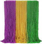 72PCS Mardi Gras Beads Throws, Mardi Gras Green Purple Gold Metallic Beads Necklaces Accessories Bulk, Mardi Gras Beads Necklace Costumes for Parade Throws Party Decorations Favor Supplies