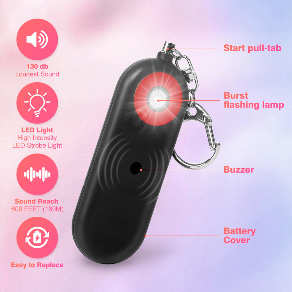 MtMinn Personal Safety Alarm for Women - 2 Pack 130dB Self Defense Keychains Siren Whistle, Replaceable Battery with LED Strobe Light - Emergency Security Safe Protection Devices for Kids Elderly