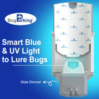 Bug Parking Flying Insect Trap, Plug-in UV Light for Gnats, Fruit Flies and Houseflies, Silent Sticky Catcher for Indoor Use, 1 Device & 5 Refills