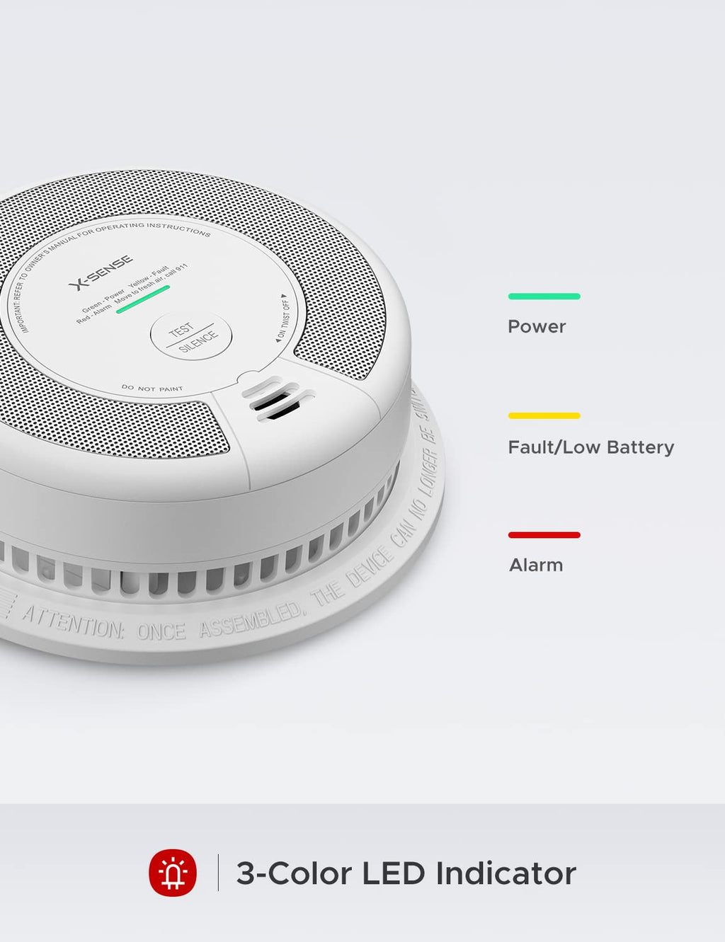 X-Sense 2-in-1 Smoke and Carbon Monoxide Detector Alarm (Not Hardwired), 10-Year Battery-Operated Dual Sensor Fire & CO Alarm, SC06, 1-Pack