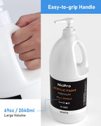 Nicpro White Large Acrylic Paint Set (69 oz, 2040 ml) Rich Art Painting Supplies Non Toxic for Multi Surface, Canvas, Wood, Leather, Fabric Stone Craft, for Beginner & Artist with Pump