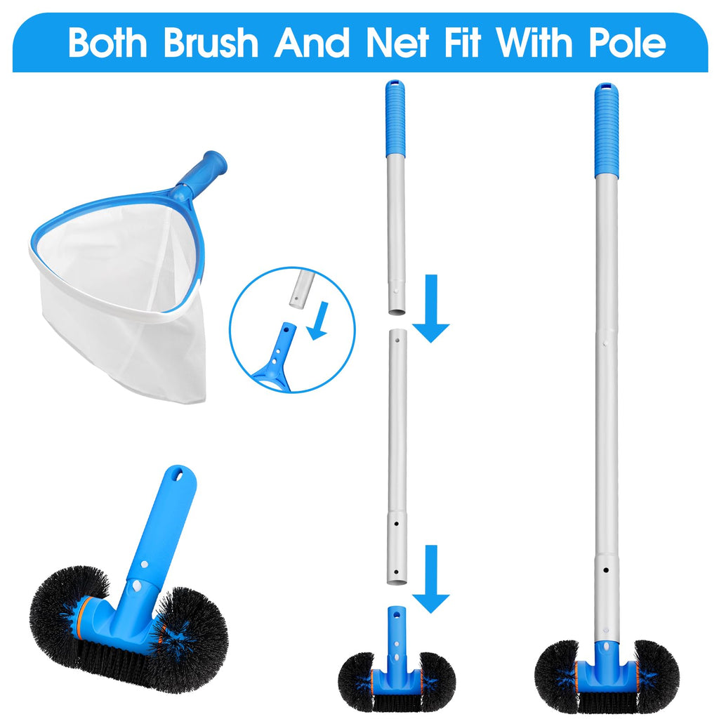 TidyMister 5-in-1 Spa Cleaning Set - Hot Tub Small Pools Maintenance Accessories Kit - Skimmer Net, Round Brush, 2ft Pole, Scrub Glove and Scum Absorber