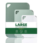 THETCHRY Plastic Cutting Board Set of 3-Cutting Boards for Kitchen BPA Free, Large-Small Chopping Boards Non-Slip for Cooking Camping Dishwasher Safe, Reversible, with Grip Handle, 15"×10"×0.25" Green