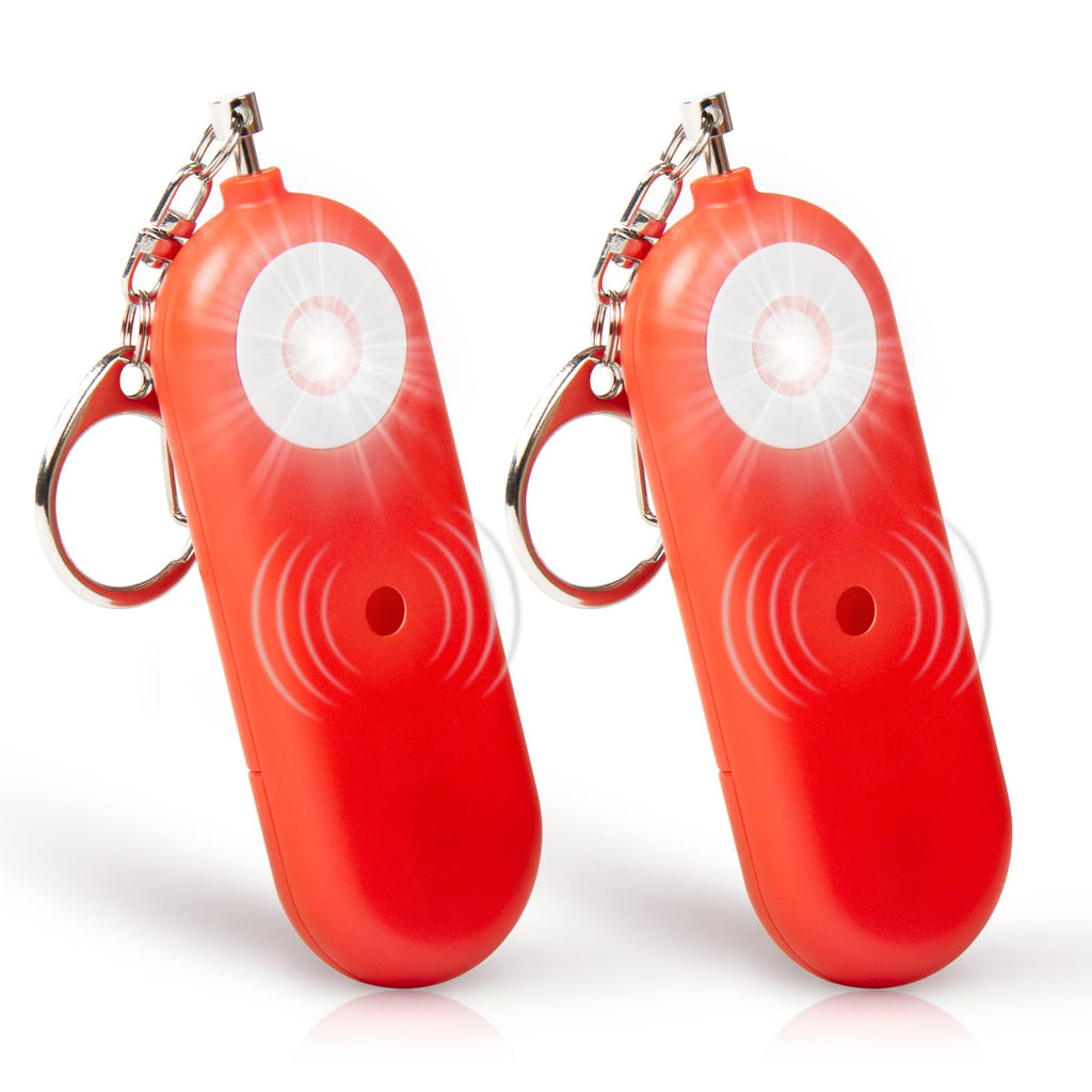MtMinn Personal Safety Alarm for Women - 2 Pack 130dB Self Defense Keychains Siren Whistle, Replaceable Battery with LED Strobe Light - Emergency Security Safe Protection Devices for Kids Elderly