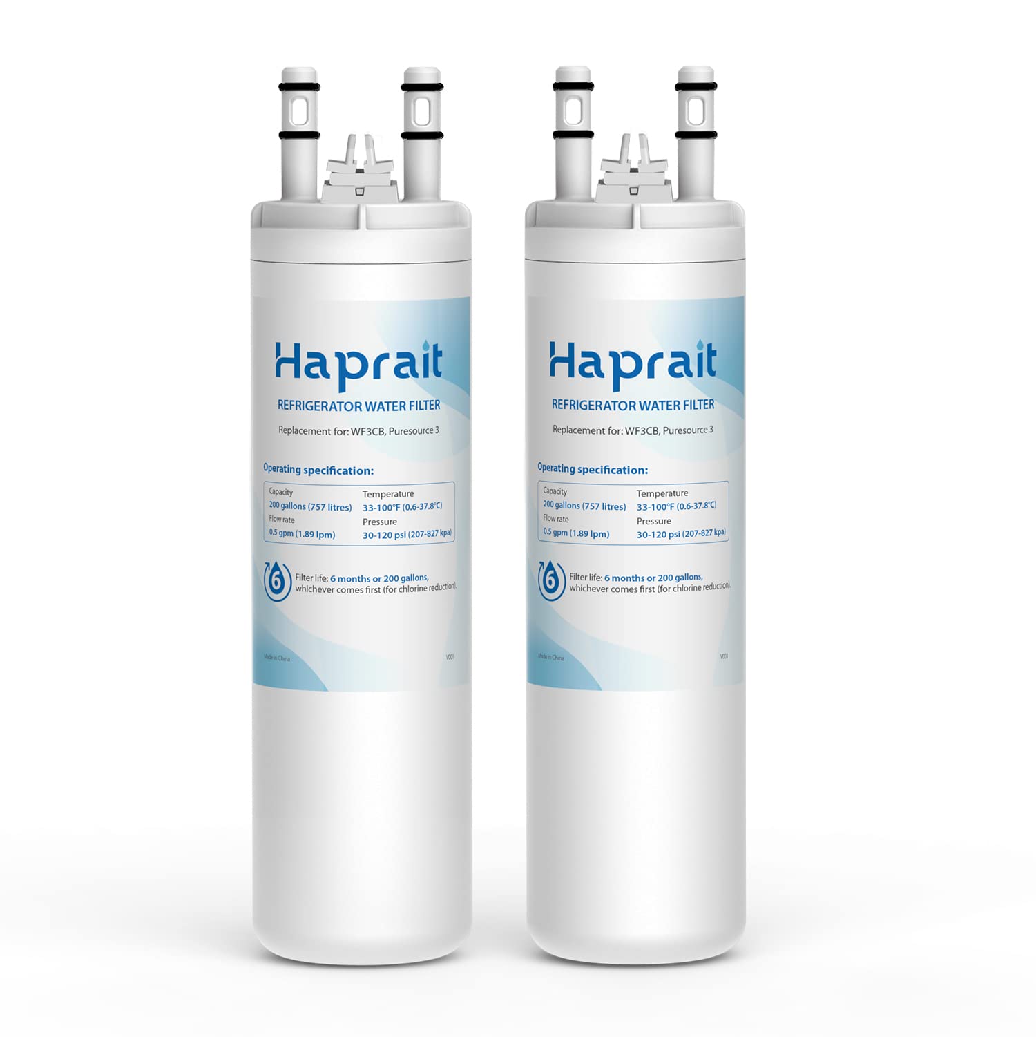Haprait HP006 Replacement for Frigidaire WF3CB, Pure Source 3, WF425, 706465, 242069601, 242086201, 242017800, Height 9 inches, 2 Count