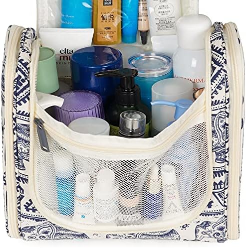 Hanging Toiletry Bag for Women Travel Makeup Bag Organizer Toiletries Bag for Cosmetics Essentials Accessories (Large, Elephant)
