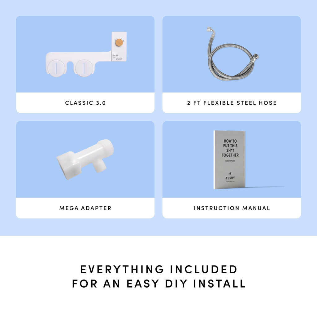 TUSHY Classic 3.0 Bidet Toilet Seat Attachment - a Non-Electric Self Cleaning Water Sprayer with Adjustable Water Pressure Nozzle, Angle Control & Easy Home Installation (Brushed Nickel)