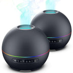 2 Pack Essential Oil Diffusers for Home - 200ml Aromatherapy Diffuser Humidifier with 4 Timers & 7 Colors Night Lights, 20dB Quiet Working for 10 Hours, Waterless Auto-Off