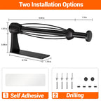 Paper Towel Holder Under Cabinet, Single Hand Operable Wall Mount with Damping Effect, Self-Adhesive or Drilled for Kitchen Bathroom, Black
