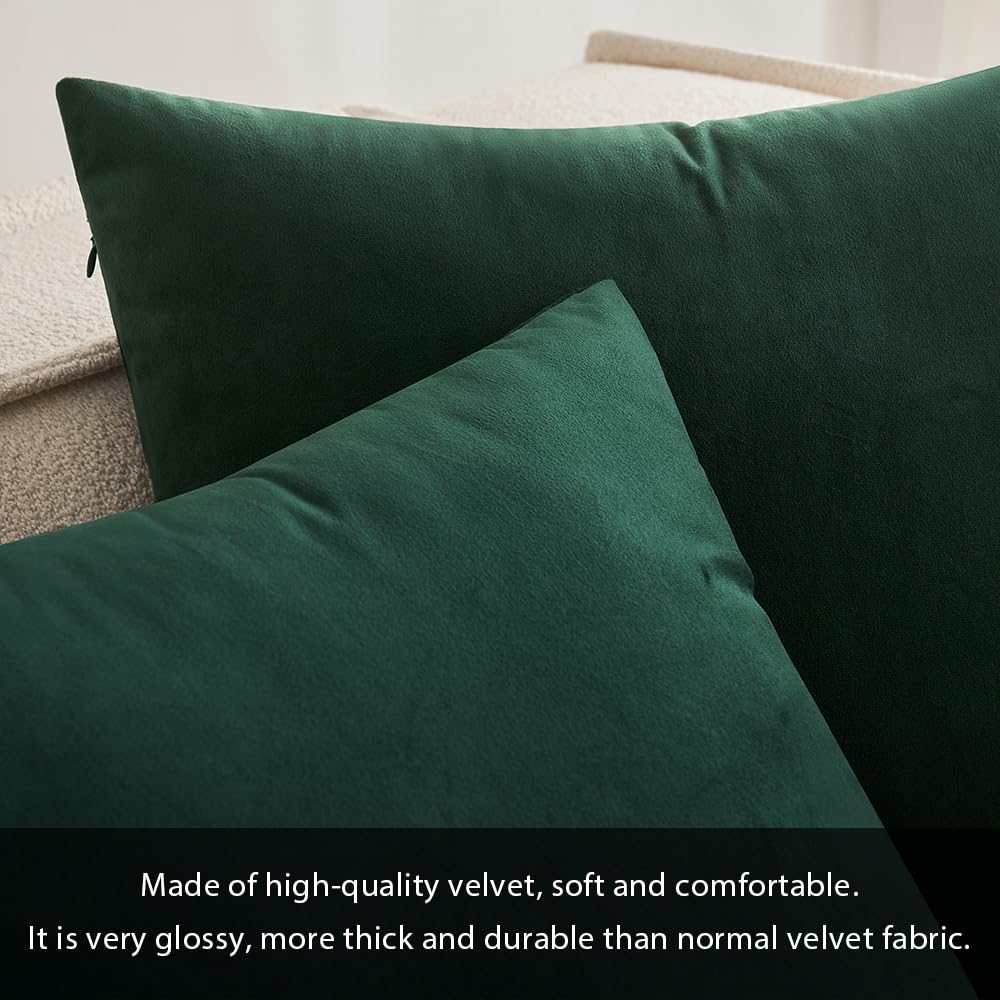 MIULEE Pack of 2 Velvet Soft Solid Decorative Square Throw Pillow Covers Set Christmas Cushion Case for Spring Sofa Bedroom Car 20x20 Inch 50x50 Cm