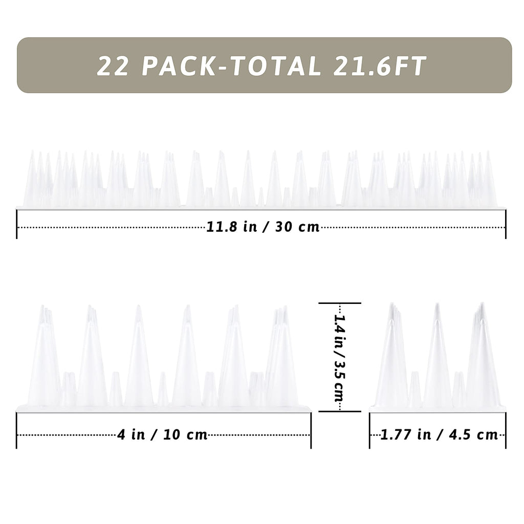 EcoGrowth Bird Spike for Bird Cat Squirrel, Fence Spike to Keep Pigeon Raccoon Away, Bird Spikes Security for Railing, Roof - 22 Pack (21.6 FT)