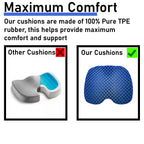 ComforTec Large Blue Gel Seat Cushion - Honeycomb Cooling Seat Cushion Back Support, Pressure Relief & Long Sitting - Non-Slip Cushion Traveling, Wheelchair, Car Seat, Office & Gaming Chair