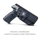 Ruger SR9 Holster, Ruger SR40 Holster - Kydex IWB Holster Ruger SR9 / Ruger SR40 Holster IWB - Inside Waistband Holster Widened Entrance For Ruger SR9 / SR40 Accessories ( Black, Right Hand)
