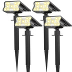 HGGH Solar Lights Outdoor Waterproof IP67, 60 LED 3 Lighting Modes Solar Spot Lights Outdoor for Yard Garden Pathway Landscape, Auto On/Off, Function 2 in 1(Warm White, 4 Pack)