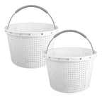 ZTTM 8" Pool Skimmer Basket for Inground Pool Compatible with Pentair U-3 Skimmer Basket 08650-0007 and Hayward SP1070 Pool Basket Stainless Steel Handle Rubber Grip & Built in Weighting White 2 Pack