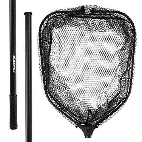 BLISSWILL Large Fishing Net Collapsible Fish Landing Net with Extendable Handle Knotless Nylon Fishing Net Safe Fish Net Durable Telescopic Dip Net for Fishing