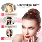 Zig Zag Headbands, Recycled Plastic Wavy Hair Band with Teeth, Headbands for Women and Men, Classic 90s Hair Accessories, (1 Black Color+1 Brown)