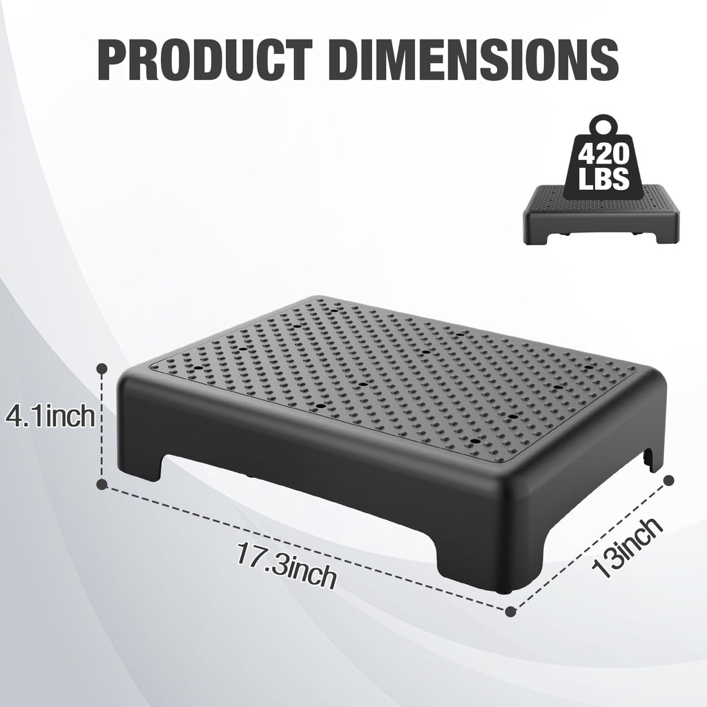 HBTower Step Stool, Mobility Step Stool for Adults & Seniors, Non-Slip Step Platform Indoor and Outdoor, Portable Step Riser, Safety Step for Car, Bedside, Office, Shower, Stairs(Black)