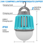 Wisely Bug Zapper Outdoor/Indoor Electric, USB-C Rechargeable Mosquito Killer Lantern Lamp, Portable Insect Electronic Zapper Indoor Trap, with LED Light Oceanblue