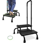 Gyykzz 2 Step Stool with Handle for Elderly, Upgrade Heavy Duty Medical Step Stool with 5 Legs, Bed Steps for High Beds with Adjustable Handrail and Non-Slid Platform for Adults, Seniors and Handicap