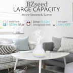 BZseed Aromatherapy Essential Oil Diffuser 550ml 12 Hours White Wood Grain Aroma Diffuser with Timer for Large Room, Home, Baby Bedroom, Waterless Auto Shut-Off, 7 Colors Lights Changing