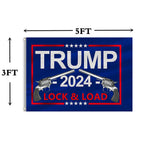ANCONINE Double Sided Trump 2024 Lock and Load Flag 3x5FT Gun Flag,Trump MAGA Flag,Heavy Duty 3Ply 220D Polyester Double Stitched and 2nd Amendment Flag with 2 Brass Grommets.