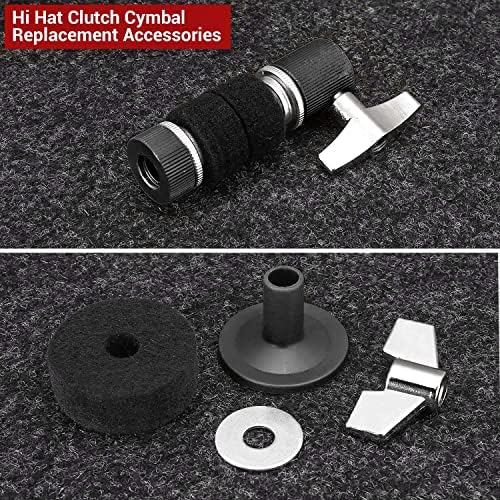 Facmogu 13PCS Cymbal Replacement Accessories, Standard Hi-Hat Clutch, Drum Cymbal Felt Pads Include Wing Nuts & Washers & Plastic Cymbal Sleeves, Replacement for Drum Set - Black