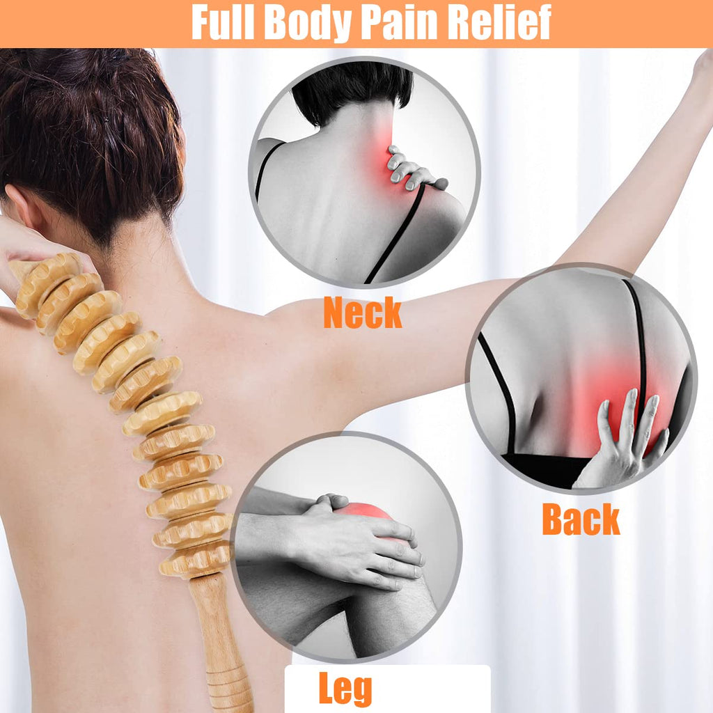 HEETHYCOOL Lymphatic Drainage Massager Wood Therapy Massage Tools Maderoterapia Kit Back Massage Roller Stick Neck Massage Roller Set Guasha for Body Sculpting, Cellulite Massager Stomach Massager