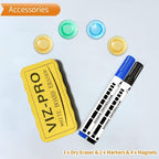 VIZ-PRO Magnetic Whiteboard/Dry Erase Board, 18 X 12 Inches, Includes 1 Eraser & 2 Markers & 4 Magnets