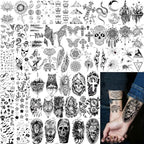 67 Sheets Black Realistic Rose Flower Temporary Tattoos For Women Girls Arm Thigh, Peony Moon Tiger Floral Temp Sleeve Tattoo Sticker Adult, Waterproof Fake Tatoos That Look Real And Last Long