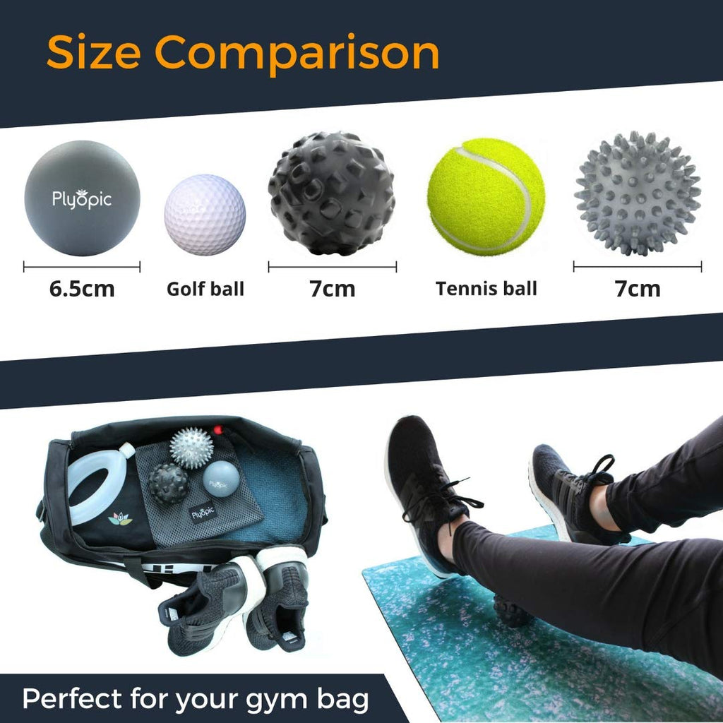 Plyopic Massage Ball Set - for Deep Tissue Muscle Recovery, Myofascial Release, Trigger Point Therapy, Mobility, Plantar Fasciitis Relief - Eliminate Muscle Pain and Tension in Your Back Neck Foot