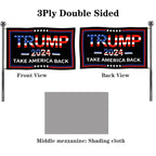 Jayus 3Ply 200D Donald Trump For President 2024 Flag 2x3 Outdoor Made in USA - Double Sided Take America Back (TAB) Trump 2024 Flags Banner with 2 Brass Grommets