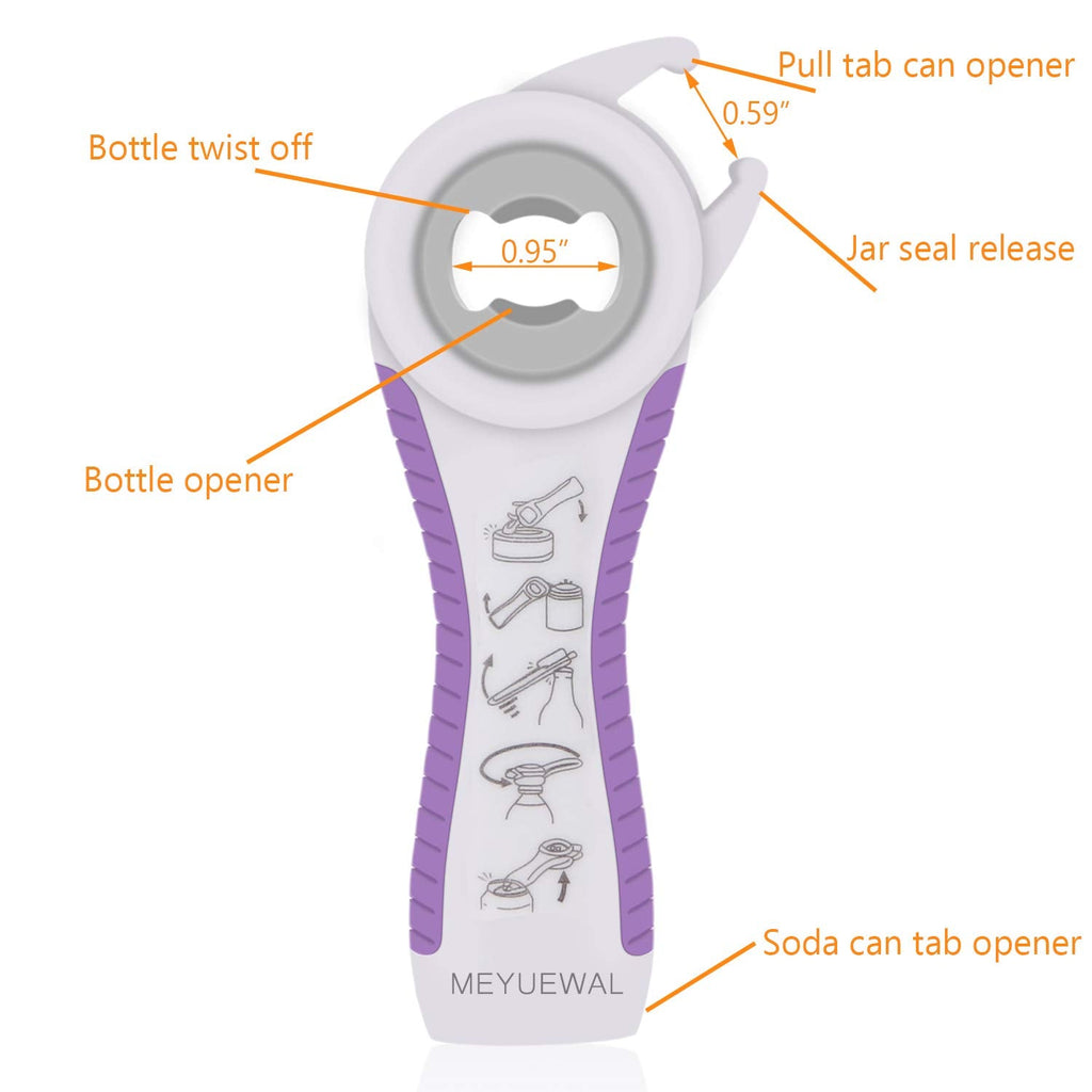 Jar Opener, 5 in 1 Multi Function Can Opener Bottle Opener Kit with Silicone Handle Easy to Use for Children, Elderly and Arthritis Sufferers (Blue)