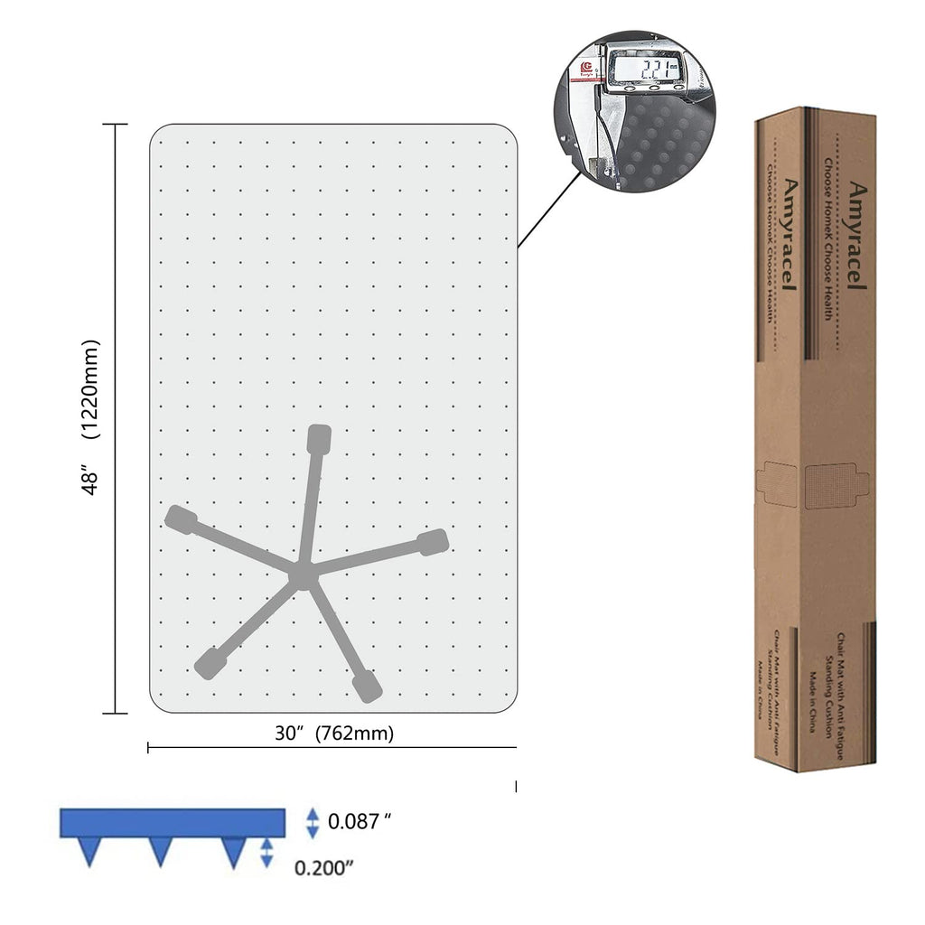 Amyracel Chair Mat for Carpet, 48" x 30" Clear Computer Desk Chair Mat for Low Pile Carpeted Floors, Easy Glide Plastic Floor Mat for Office Chair on Carpet Protection