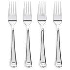 Prestee 300 Plastic Forks Heavy-Duty, Heavyweight Silverware Forks, Fancy Plastic Cutlery, Elegant Disposable Fork Pack, Bulk Disposable Flatware, Silver Fork for Christmas Holiday (Silver)