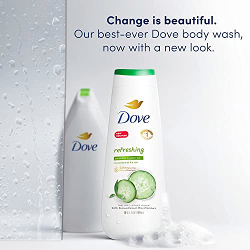 Dove Body Wash Refreshing Cucumber and Green Tea Refreshes Skin Cleanser That Effectively Washes Away Bacteria While Nourishing Your Skin 20 oz (Pack of 4)