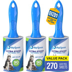 PetLovers Extra Sticky Lint Roller Value Set 270 Sheets for Pet Hair Removal, Dog and Cat Lint Remover 3 Pack