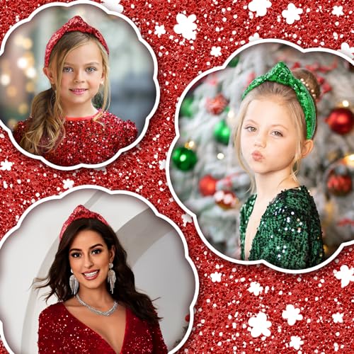 Christmas Knot Headbands for Women Red Sequins Hairband Wide Glitter Headband Girls Christmas Sparkle Headband Green Fashion Hair Accessories
