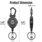 MNGARISTA 2-Pack Retractable Keychain, Heavy Duty Carabiner Badge Holder, Tactical ID Badge Reel with 31.5” Steel Retractable Cord, 8.0 oz