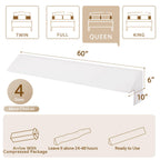 Bedluxe Queen Bed Wedge Pillow for Headboard, Wedge Pillow Headboard, Pillow Wedge for Headboard Gap, Bed Gap Filler Queen - Fill The Gap (0-7") Between Headboard and Mattress (White, 60"x10"x6")