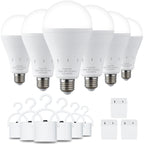 DEBAOBULB 6 Pack Rechargeable Emergency Light Bulbs, Battery Powered LED Light Bulb 6000K Daylight E26 120 Volt 9W 60W Equivalent with 1200mAh for Home Power Outage Camping Hurricane