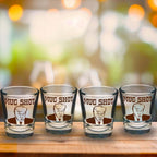 END THE WOKENESS: Trump Mug Shot Shot Glass - Premium Collector's Item Featuring Trump Mug Shot - Adult Glassware for Republican Supporters
